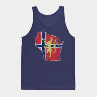 Wisconsin Norwegian American Norge Norway Flag Vintage Tank Top